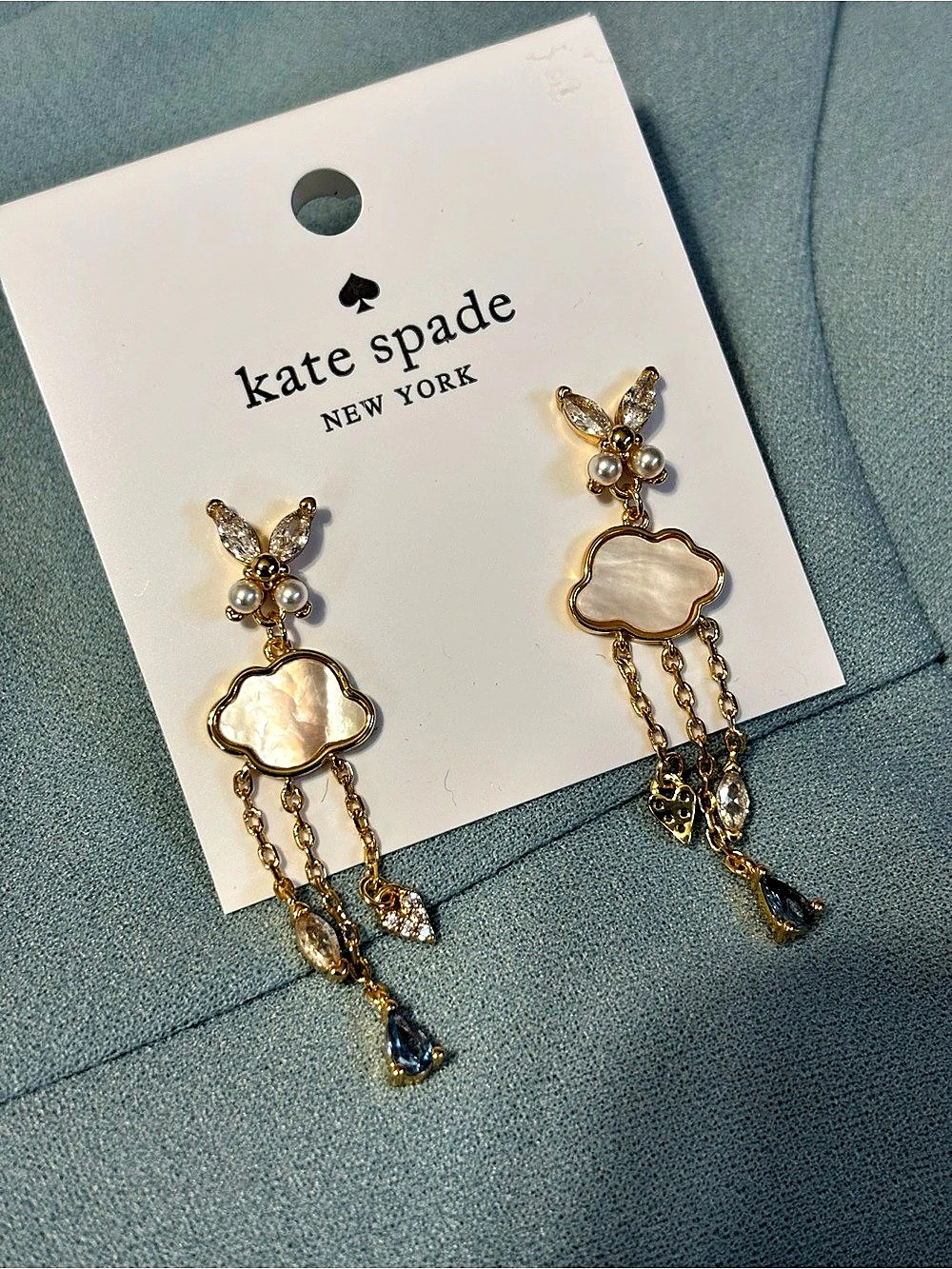 kate spade Dangle Earrings in Gold & White - Picture 2 of 4